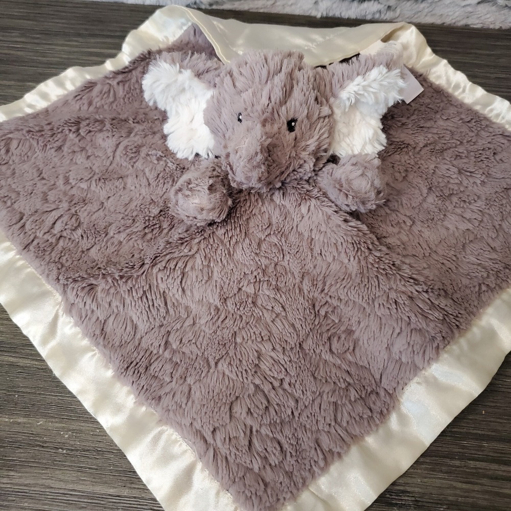Mary Meyer Baby Grey Gray  Elephant SECURITY BLANKET‎ LOVEY Plush Satin Trim 12"